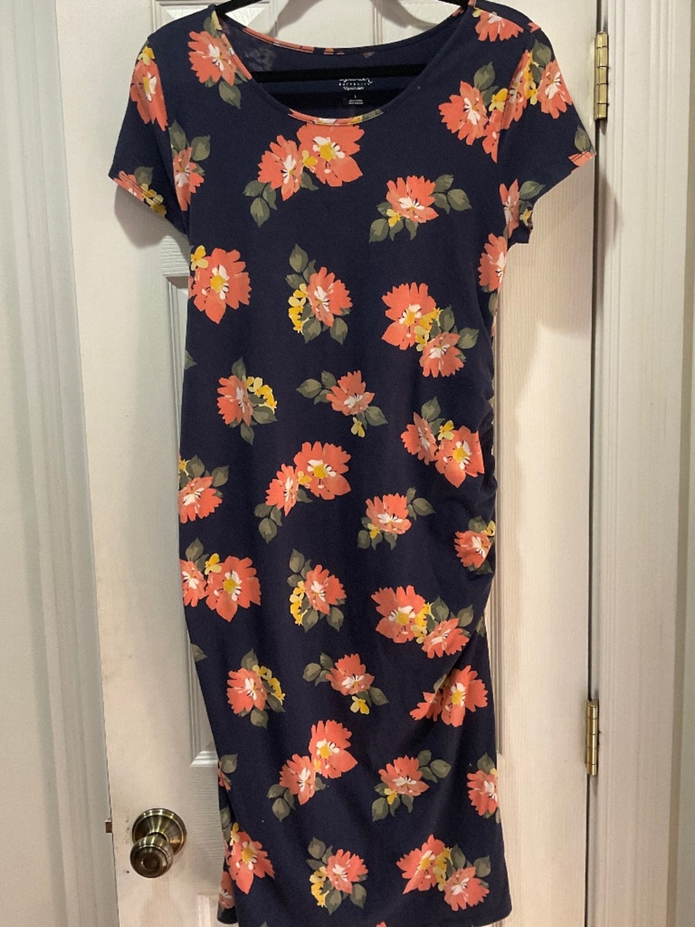Isabel Maternity Ingrid & Isabel Floral Navy Orange Yellow Green Dress Size: L